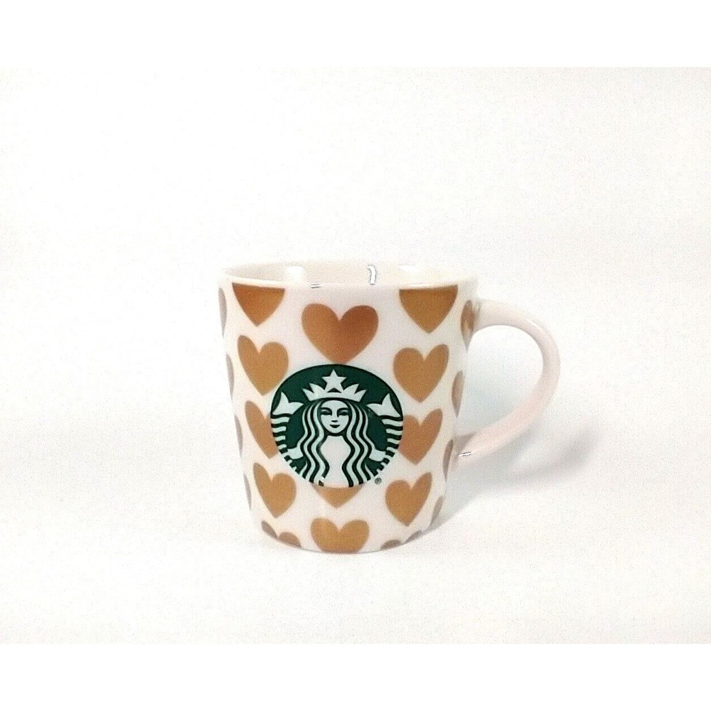 Starbucks Gold Hearts Espresso Shot Mini Coffee‎ Mug Cup Demitasse 3 oz. 2015